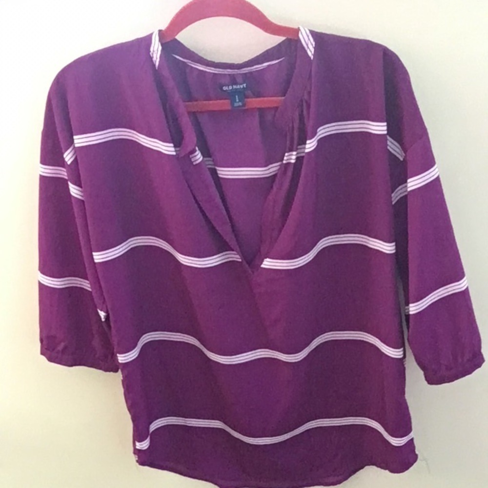 Old Navy | Purple Striped V neck blouse